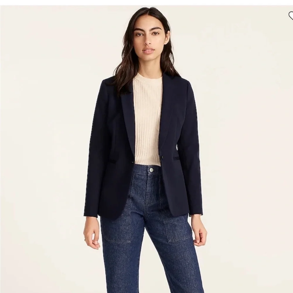 J. CREW Parke Blazer In Bi-Stretch Cotton Navy Blazer 00